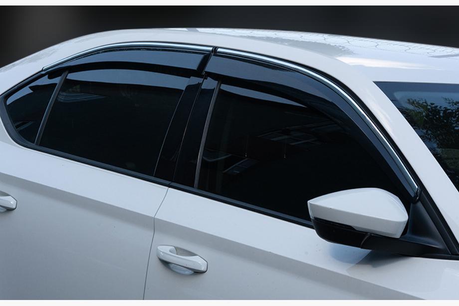 Skoda Superb 2015-2024 Window Deflectors with Chrome Trim SD (4 pcs, Sunplex Chrome) Photo 1