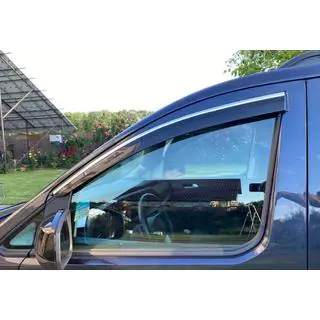Window deflectors with chrome trim (2 pcs., Sunplex Chrome) Volkswagen Caddy 2020- photo 1