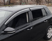 Volkswagen Golf 6 2008-2014 Window Deflectors with Chrome Trim HB (4 pcs, Sunplex Chrome) photo 1