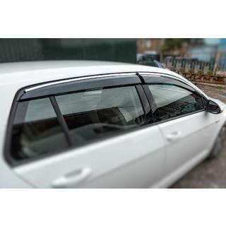 Window Deflectors with Chrome Trim HB (4 pcs, Sunplex Chrome) Volkswagen Golf 7/E-Golf 2012-2020 photo 1
