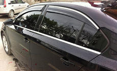 Volkswagen Jetta 2011-2018 Window Deflectors with Chrome Trim (4 pcs, Sunplex Chrome) photo 1