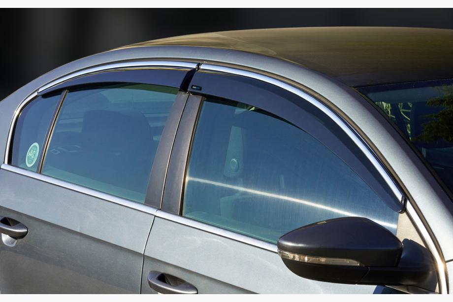 Volkswagen Passat B8 2015-2023 Window Deflectors with Chrome Trim SD (4 pcs, Sunplex Chrome) Image