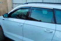 Skoda Karoq 2018- Window deflectors with chrome trim (4 pcs, HIC) photo 2