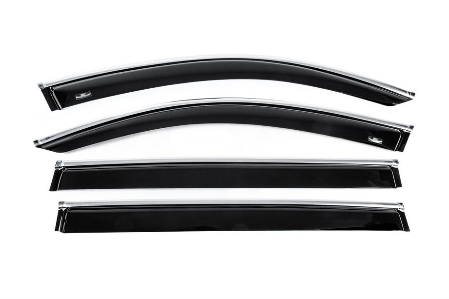 Volkswagen Tiguan 2016-2023 Window deflectors with chrome trim Allspace LWB (4 pcs, HIC) Image