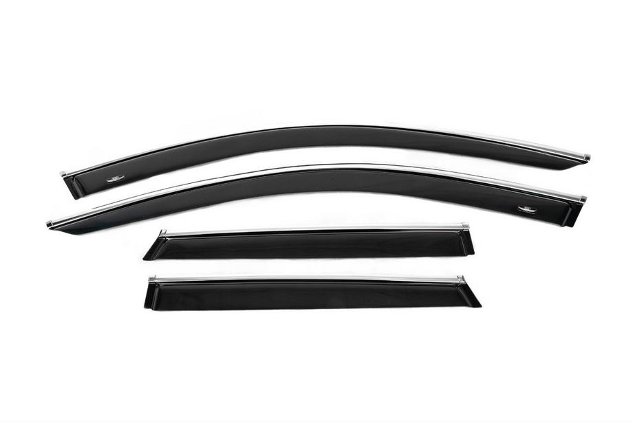 Volkswagen Touareg 2018- Window deflectors with chrome trim (4 pcs, HIC) Photo 1