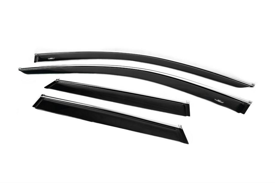 Volkswagen Touareg 2018- Window deflectors with chrome trim (4 pcs, HIC) Photo 2