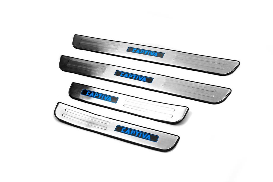 Chevrolet Captiva 2006-2019 Libao LED Door Sill Plates (2006-2011, 4 pcs, Stainless Steel) Image