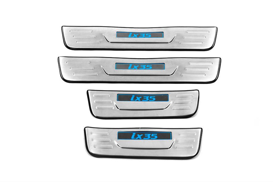 Hyundai IX-35 2010-2015 Libao LED Door Sill Plates (4 pcs, Stainless Steel) Image