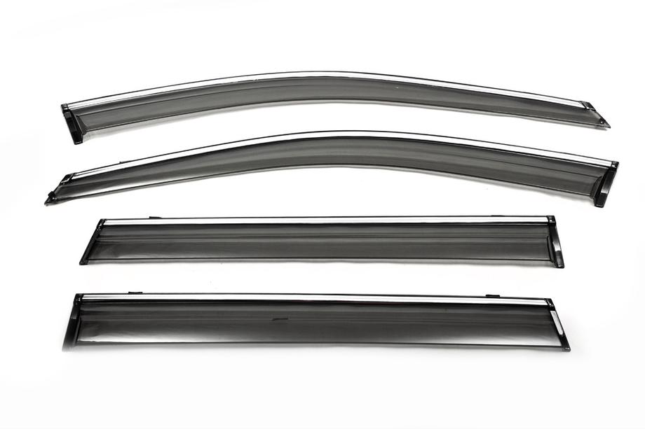 Subaru Outback 2009-2014 Window deflectors with chrome trim (4 pcs, Libao) Image
