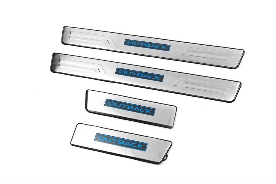 Subaru Outback 2014-2019 Libao LED Door Sill Plates (4 pcs, Stainless Steel) Image
