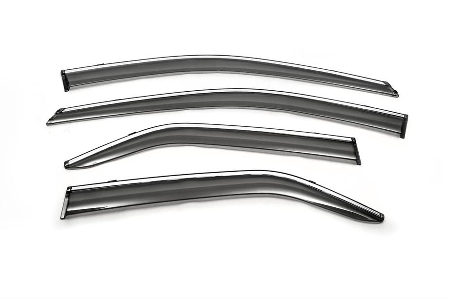 Toyota Camry 2011–2017 Window deflectors with chrome trim (4 pcs, Libao) Image