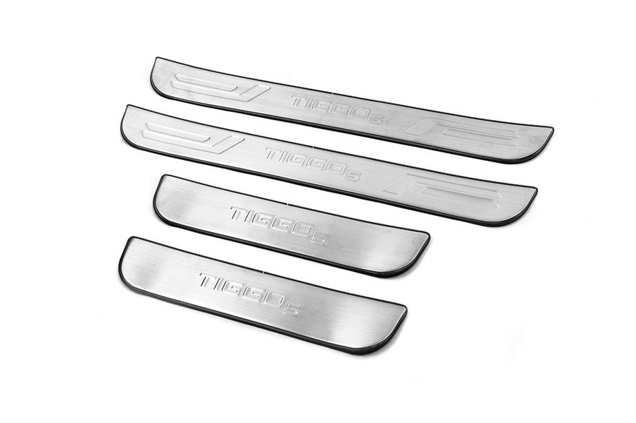 Chery Tiggo 5 2013- Door Sill Protectors Libao (4 pcs, Stainless Steel) Image