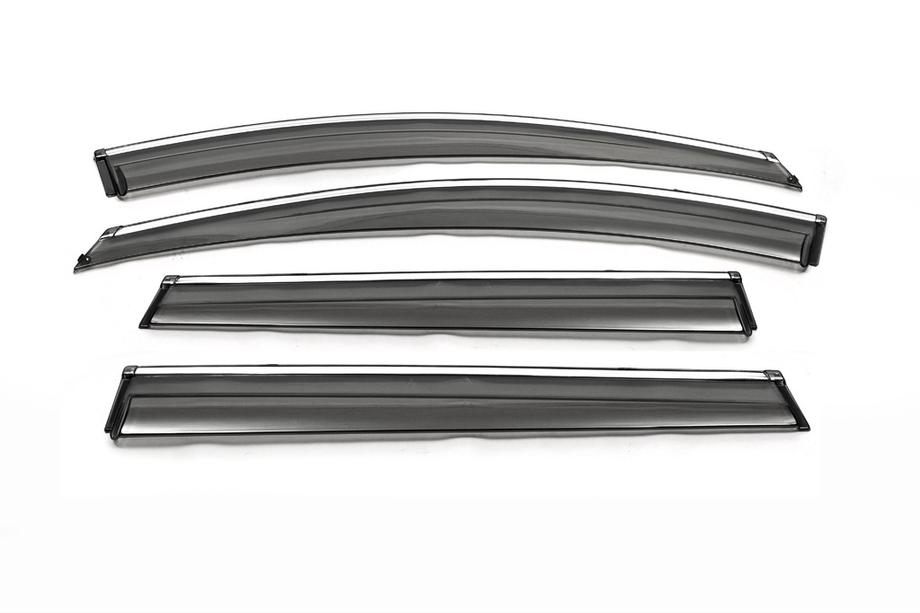 GreatWall Haval H6 2011- Window Deflectors with Chrome Trim 2012-2016 (4 pcs, Libao) Photo 1