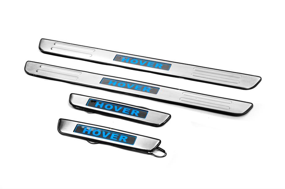 GreatWall Haval M4 2012-2021 Door Sill Plates Libao LED 2012+ (4 pcs, stainless steel) Image