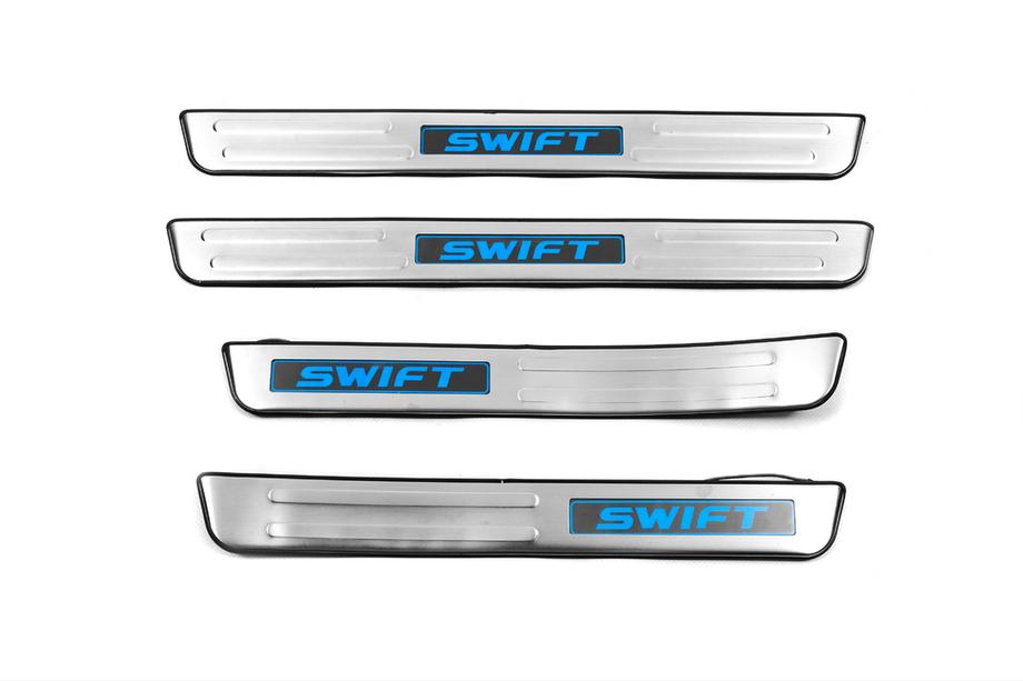 Suzuki Swift 2010-2017 Libao LED Door Sill Plates (4 pcs, Stainless Steel) Image