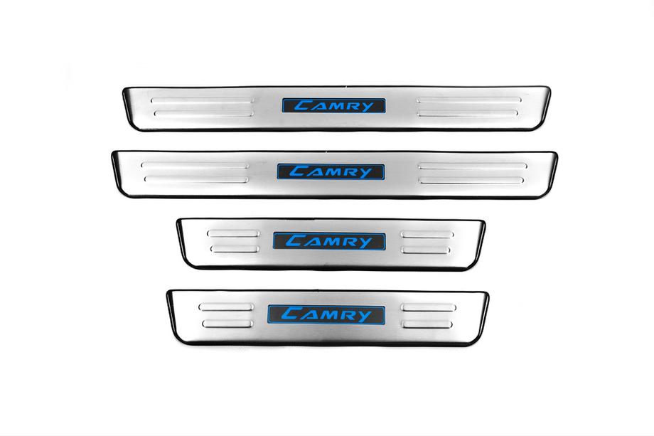 Toyota Camry 2011–2017 Door Sill Protectors (Libao Led, 4 pcs, Stainless Steel) Image