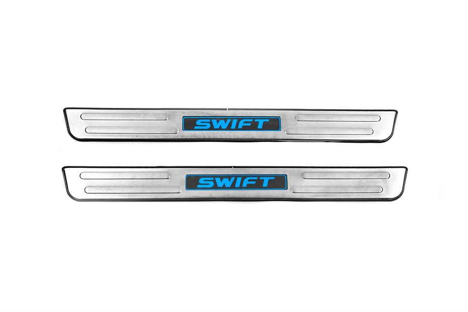 Suzuki Swift 2010-2017 Libao LED Door Sill Plates (2 pcs, Stainless Steel) Image
