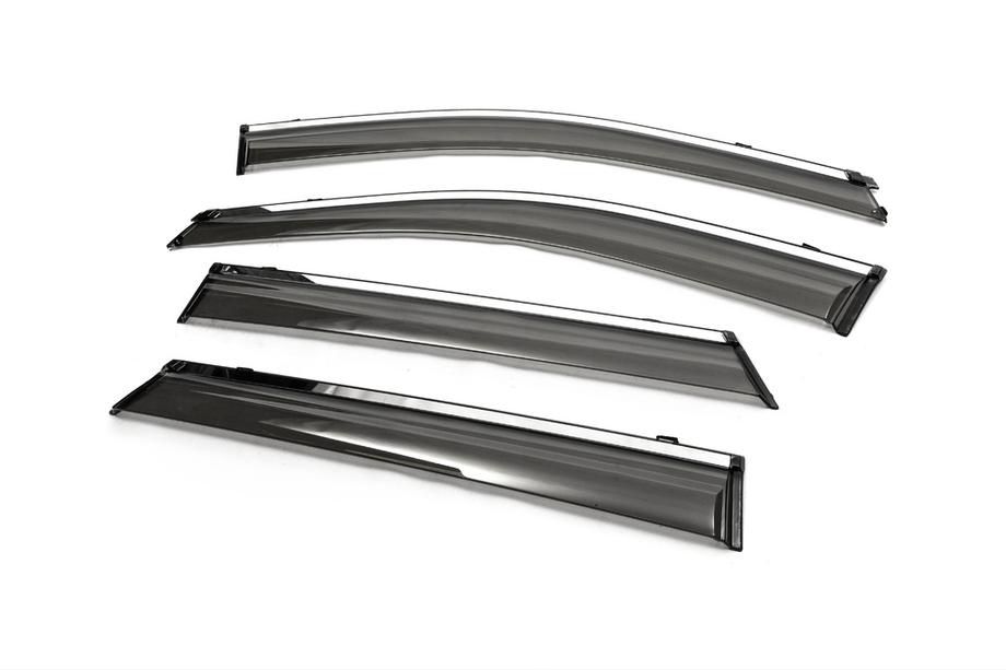Hyundai Santa Fe 3 2012-2018 Window deflectors with chrome trim (4 pcs, BK) Image