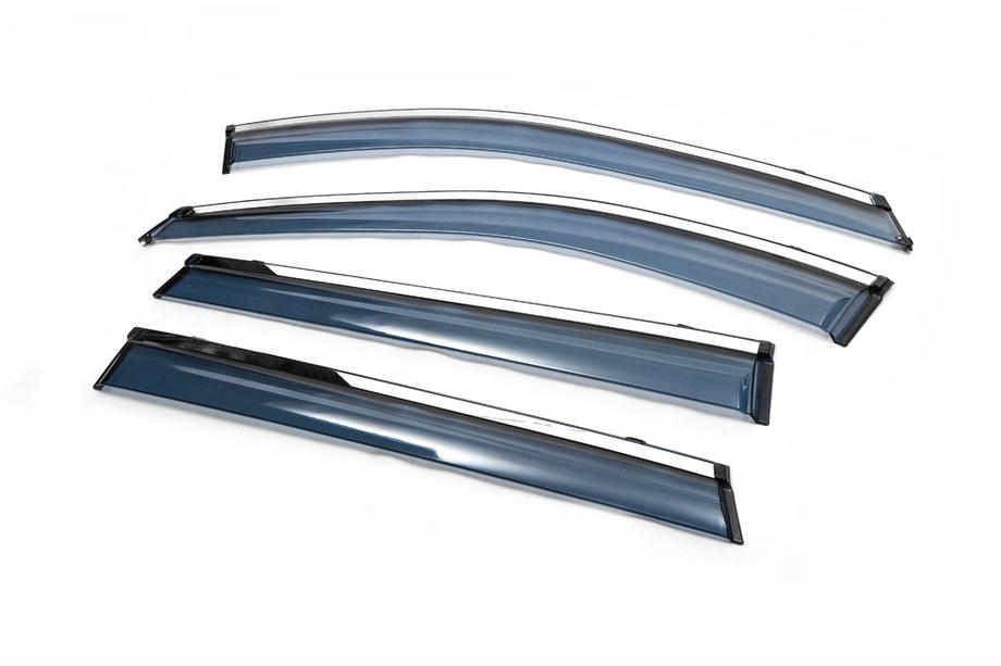 Nissan X-trail T32/Rogue 2014-2021 Window deflectors with chrome trim (4 pcs, BK) Image