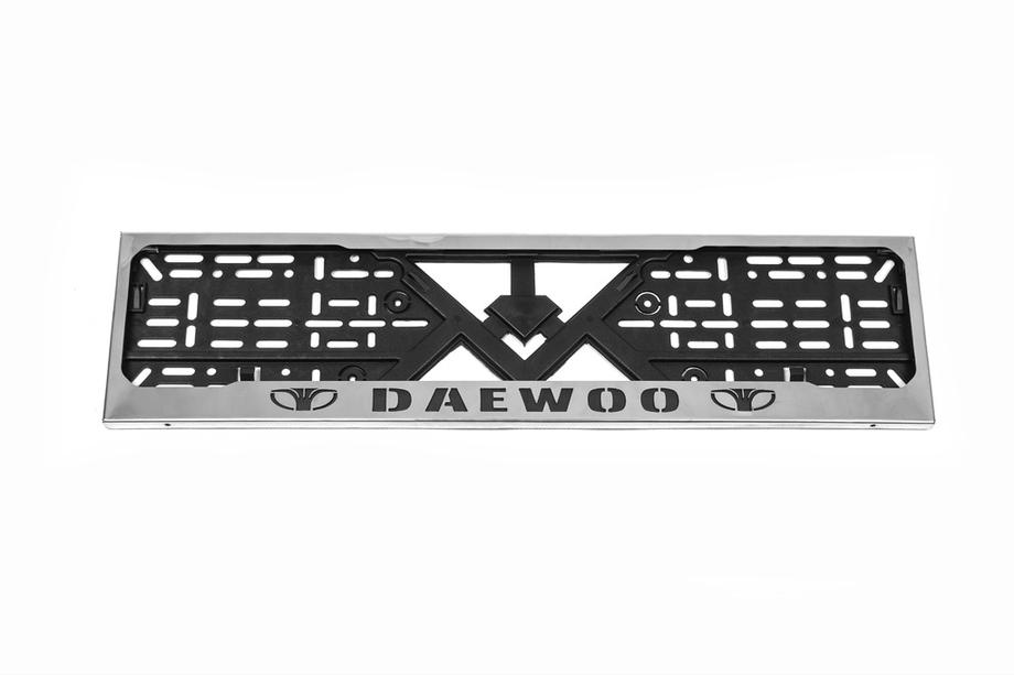 Daewoo Chrome License Plate Frame Daewoo (1 pc, Stainless Steel) Image