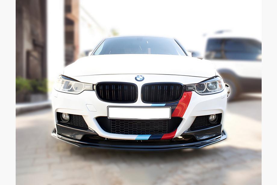 BMW 3 Series F30/F31 2012-2019 EuroCap front bumper lip spoiler (black, for M-Performance) Image