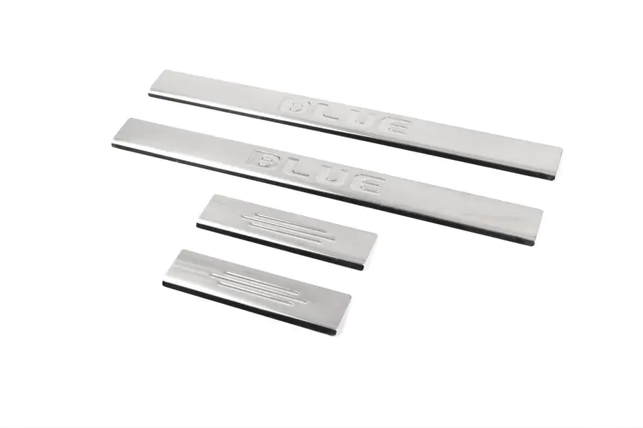 Hyundai Accent 2011-2017 Door Sill Protectors Carmos BLUE V3 (4 pcs, Stainless Steel) Image