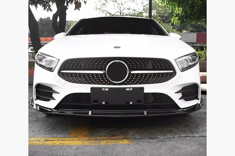 Mercedes A-class W177 2018- Front lip spoiler (for AMG-Line 2018-2021, Black) Image