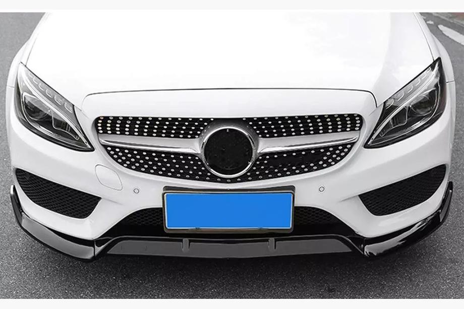 Mercedes C-class W205 2014-2021 Front Lip V2 1234 Upgrade (black, 2014-2018) Photo 1