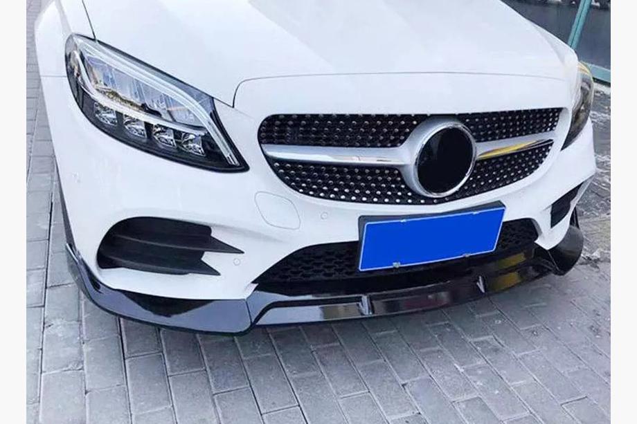 Mercedes C-class W205 2014-2021 Front Lip V2 1234 Upgrade (black, 2018-2021) Image