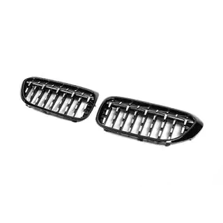 Diamond Silver V2 Grille Inserts (2017-2020, Black Trim) photo 3