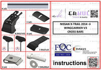 Nissan X-trail T32/Rogue 2014-2021 Roof rack for fixed points lockable Wingbar V3 (2 pcs) Grey photo 5