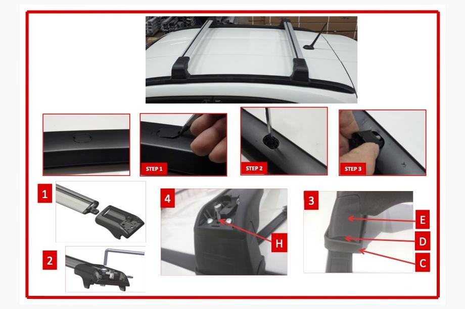Fiat 500X 2014-2024 Roof bars for flush roof rails lockable Wingbar V3 (2 pcs) Photo 7