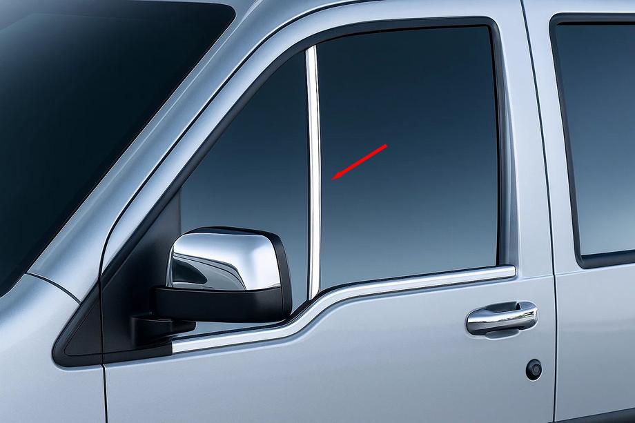 Ford Connect 2010-2013 Window Pillar Trim (2 pcs, Stainless Steel) Carmos - Turkish Stainless Steel Image