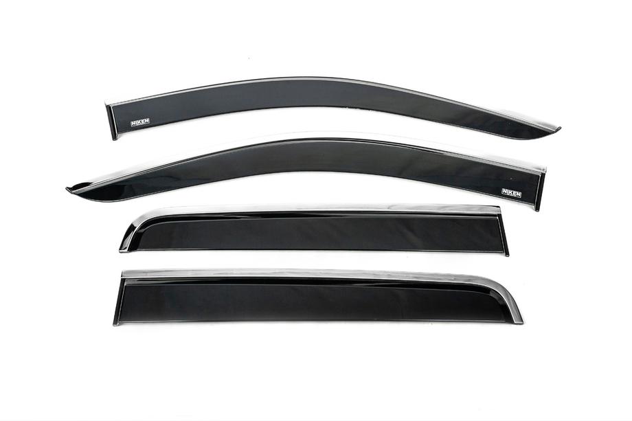 Nissan Navara/NP300 2016- Window Deflectors with Chrome Trim (4 pcs, Niken) Photo 1