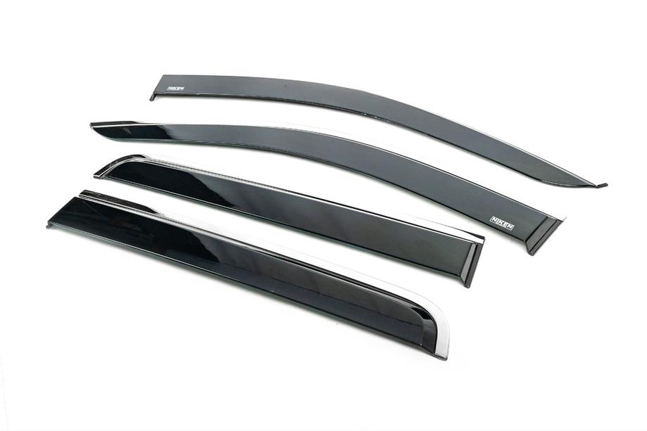 Nissan Navara/NP300 2016- Window Deflectors with Chrome Trim (4 pcs, Niken) Photo 2