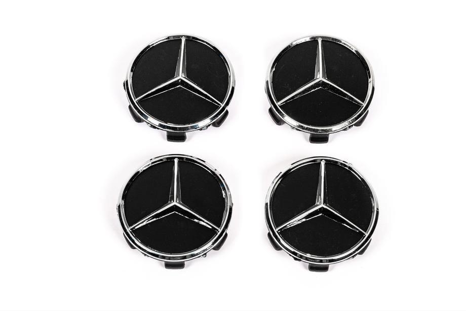 Mercedes-Benz Wheel center caps 71/75 mm without ring (4 pcs, black V1) Image
