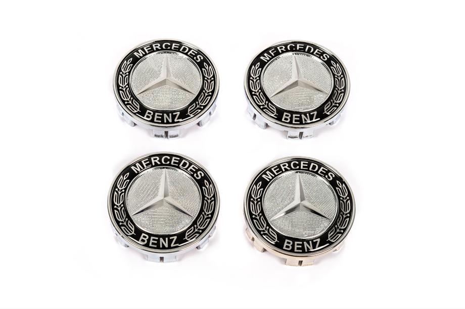 Mercedes-Benz Wheel center caps 71/75 mm without ring (4 pcs, black V2) Photo 2
