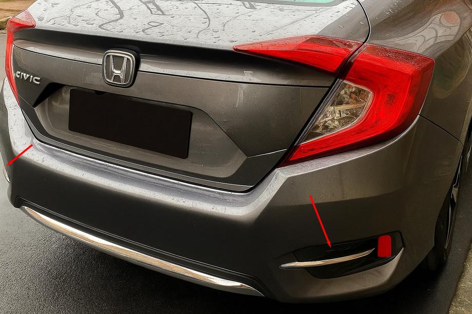 Honda Civic Sedan X 2016-2021 Rear fog light covers (2 pcs, stainless steel) Image
