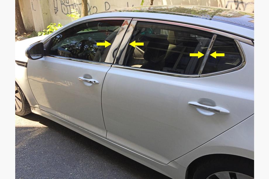 Kia Optima 2010-2016 Stainless Steel Door Pillar Trim (6 pcs) Image