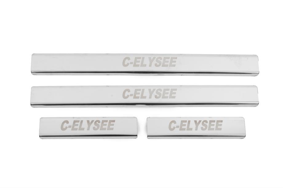 Citroen C-Elysee 2013-2022 Door Sill Protectors Carmos V2 (4 pcs, Stainless Steel) Image