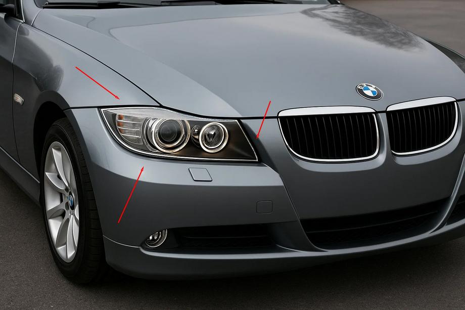BMW 3 Series E90/E91 2005-2011 Headlight Covers Chrome (2 pcs, Plastic) Image