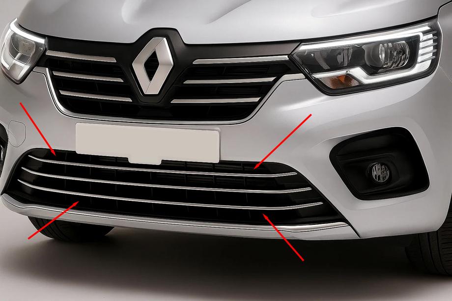 Renault Kangoo/Express 2021- Bumper Grille Trim Covers (3 pcs, Stainless Steel) Image