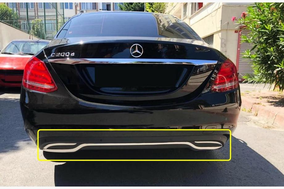 Mercedes C-class W205 2014-2021 Rear Bumper Protector Trim V1 Stainless Steel Image