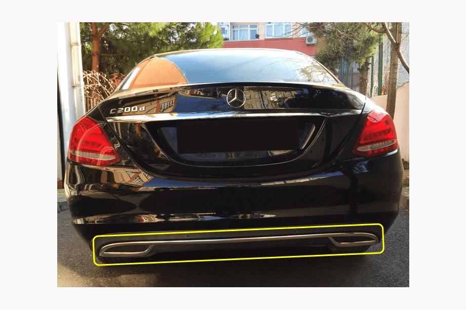 Mercedes C-class W205 2014-2021 Rear Bumper Protector Trim V2 Stainless Steel Image